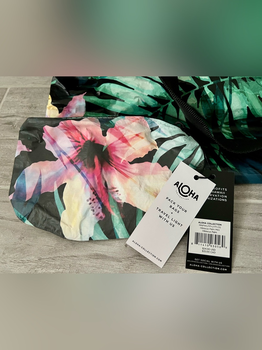 ALOHA Collection Bag/Travel Pouches Hibiscus Palm - Picture 5 of 5